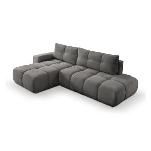 Canapé d'angle tissu chenille gris anthracite 4 places
