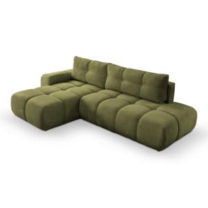 Canapé d'angle tissu chenille vert 4 places