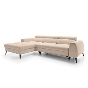 Canapé d'angle tissu chiné beige 4 places