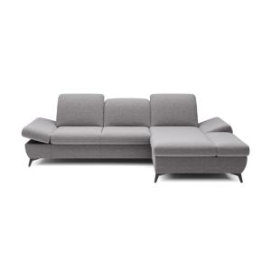Canapé d'angle tissu chiné gris clair 4 places