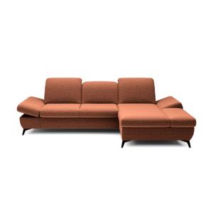 Canapé d'angle tissu chiné terracotta 4 places