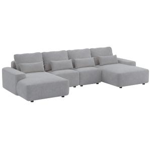 Canapé d'angle U convertible 4 places en velours gris