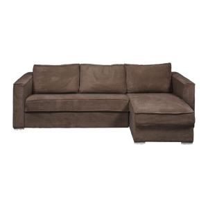 Canapé d'angle velours 5 places marron