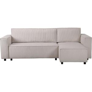Canapé d'angle velours beige 231 x 140 x 86 cm