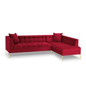 Canapé d'angle velours rouge 5 places
