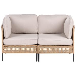 Canapé d'extérieur 2 places polyrotin beige clair