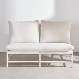 Canapé de jardin 2 places en aluminium, textilène et coussi…