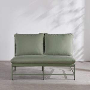 Canapé de jardin 2 places en aluminium, textilène et coussi…