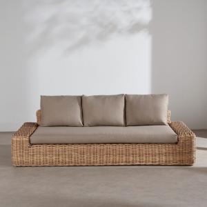 Canapé de jardin 3/4 places en résine tressée recyclée imit…