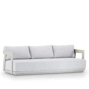 Canapé de jardin 3 places en aluminium beige