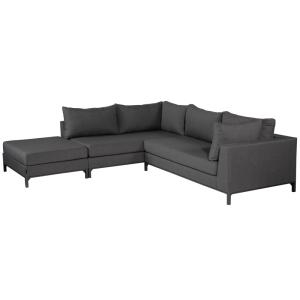 Canapé de jardin d'angle gauche en tissu et aluminium gris