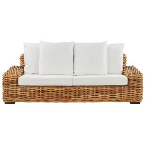 Canapé de jardin d'extérieur 3 places rotin naturel