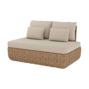 Canapé de jardin en rotin synthétique et tissu beige 2 plac…
