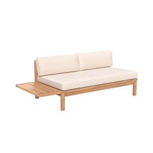 Canapé de jardin en teck massif et coussin blanc 2 places
