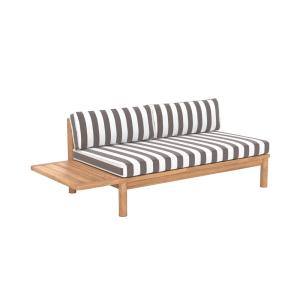 Canapé de jardin en teck massif et coussins rayés gris 2 pl…