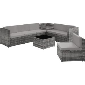Canapé de jardin lounge pour 6 places en acier gris