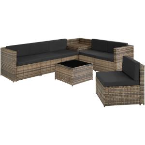 Canapé de jardin lounge pour 6 places en acier marron natur…