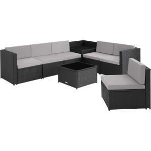Canapé de jardin lounge pour 6 places en acier noir