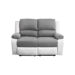 Canapé de relaxation électrique 2 places gris et PU blanc -…