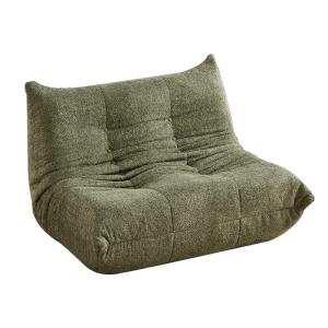 Canapé de sol 2 places en chenille verte, style rétro chic