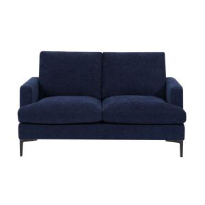 Canapé droit 2 places en tissu bleu - Pieds Métal