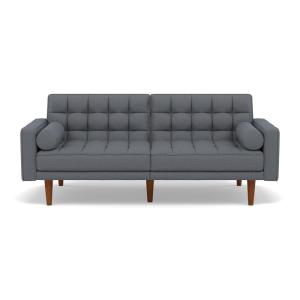 Canapé droit 2 places en tissu texturé gris clair