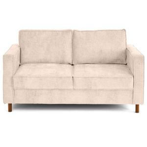 Canapé droit 2 places en tissu velours relief beige