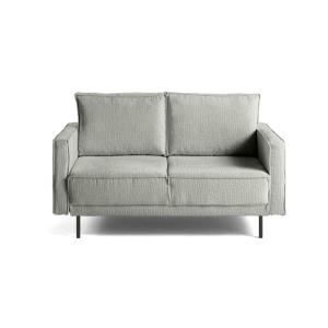 Canapé droit 2 places en tissu velours relief gris