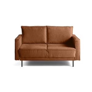 Canapé droit 2 places en tissu velours relief terracotta