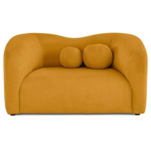 Canapé droit 2 places en velours texturé jaune