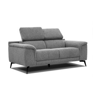 Canapé droit 2 places tissu gris