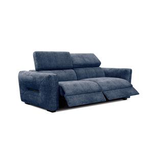 Canapé droit 3 places avec 2 relax électriques tissu bleu f…