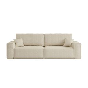 Canapé droit 3 places convertible en tissu bouclette - Beig…