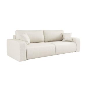 Canapé droit 3 places convertible en tissu bouclette - Blan…
