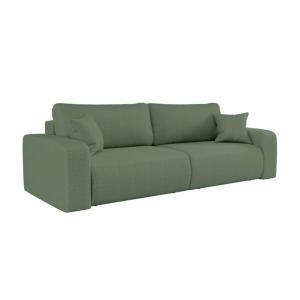 Canapé droit 3 places convertible en tissu bouclette - Vert