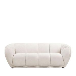Canapé droit 3 places en tissu à forme arrondie - Écru