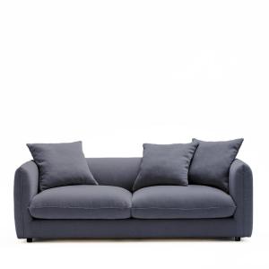 Canapé droit 3 places en tissu - Bleu denim