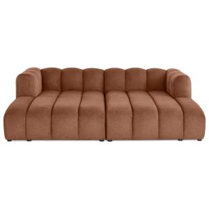 Canapé droit 3 places en tissu texturé terracotta