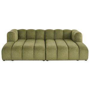 Canapé droit 3 places en tissu texturé vert