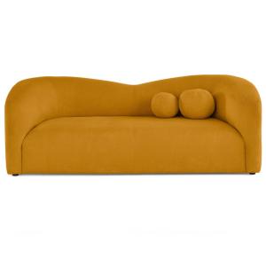 Canapé droit 3 places en velours texturé jaune