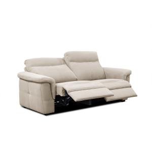 Canapé droit 3 places tissu beige avec relax électrique
