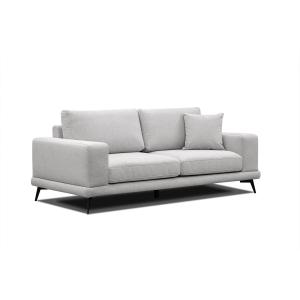 Canapé droit 3 places tissu gris argenté