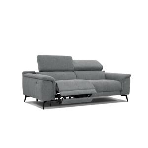 Canapé droit 3 places XXL avec 1 relax électrique tissu gri…