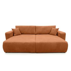 Canapé droit  4 places double méridienne velours côtelé ter…