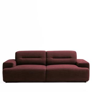 Canapé droit 4 places en tissu à accoudoirs larges - Prune