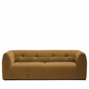 Canapé droit 4 places en tissu à effet capitonné - Bronze