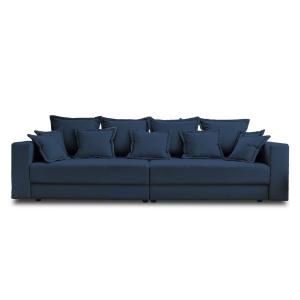 Canapé droit 4 places en tissu bleu ardoise