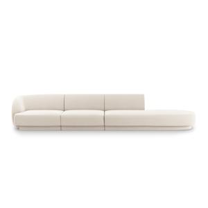 Canapé droit 4 places en tissu velours beige clair