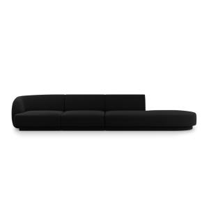 Canapé droit 4 places en tissu velours noir