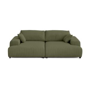 Canapé droit 4 places en velours côtelé vert